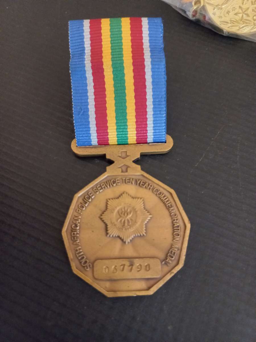Two 10 Years Of SA Police Service Medal Full size. Bid per Medal