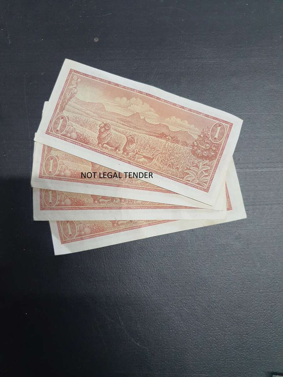 3 Sequential  1989 TW de Jongh various  Issue Afr/Eng One Rand Banknotes. (B617)