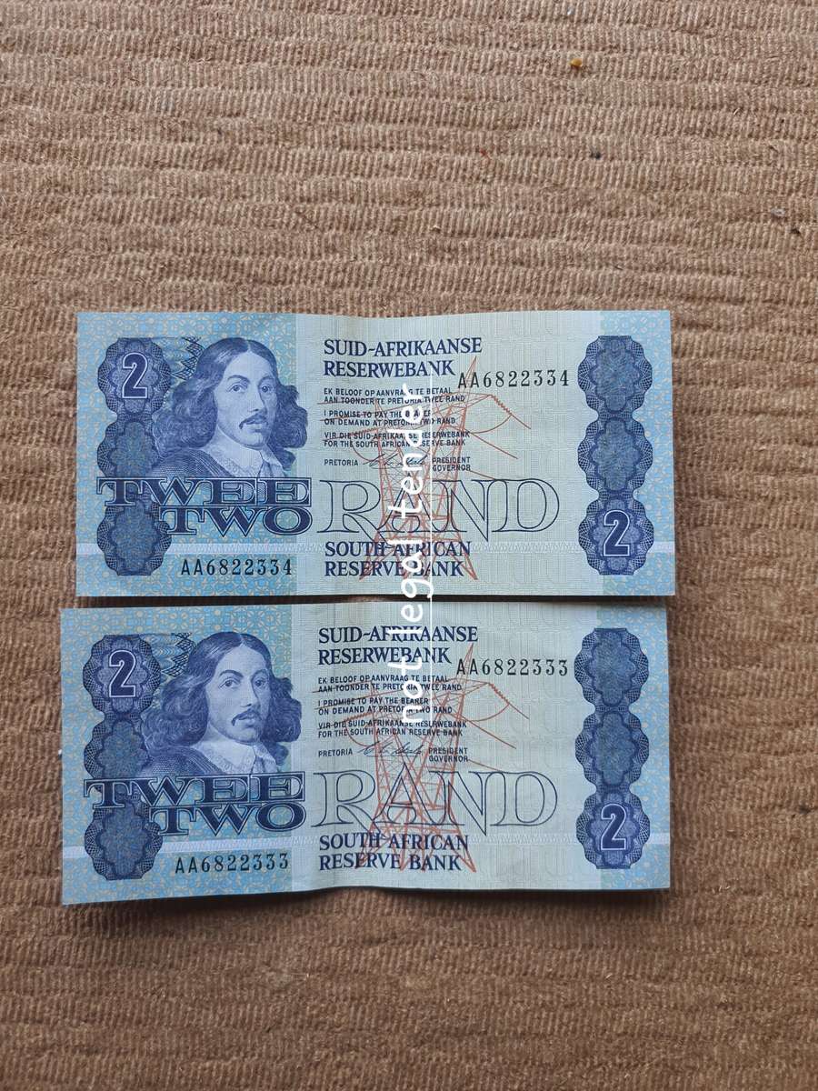 1990 C Stals AA 1st Issue  Afr/Eng Two Rand Banknote (AA333/4)