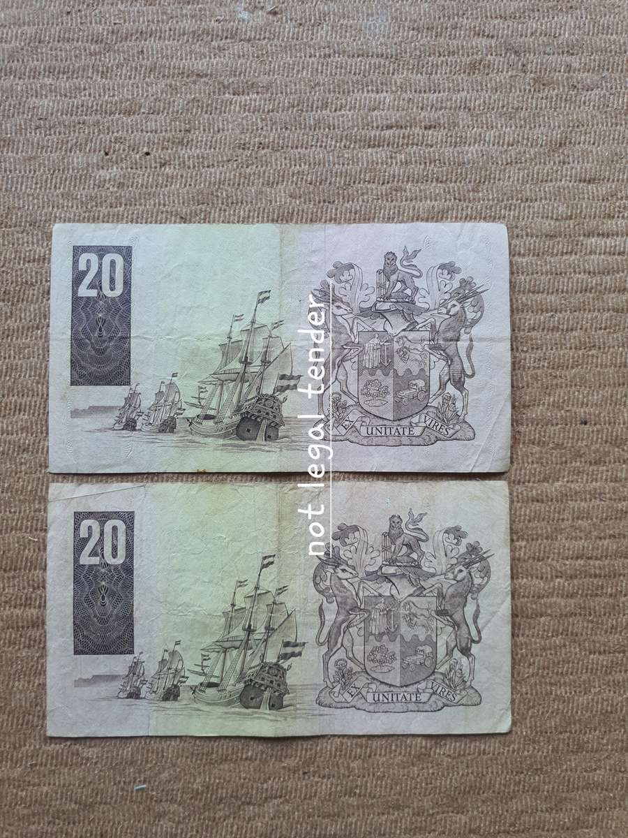 Replacement and AA GPC de Kock 3rd Issue Eng/Afr Twenty Rand Banknotes. (AA /XX)