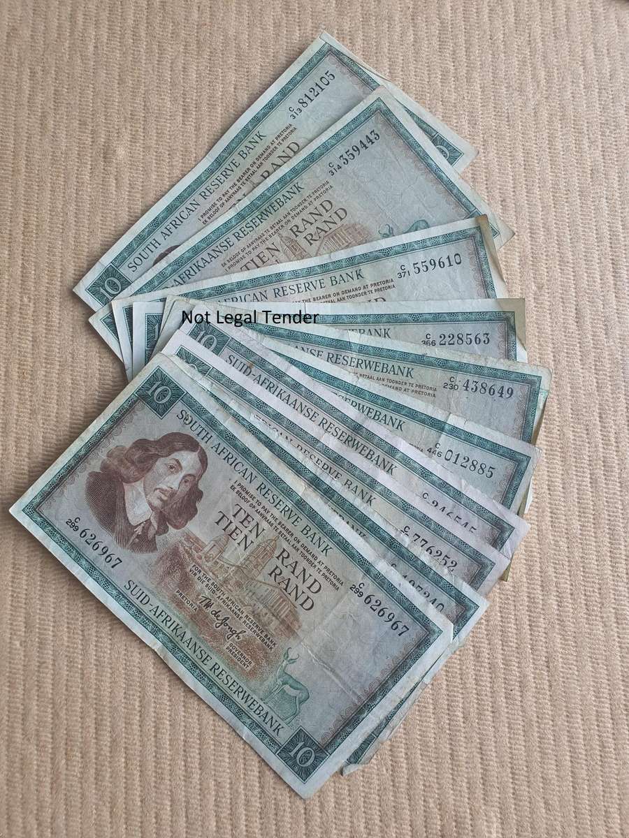 10 TW de Jongh Various Issue Eng/Afr Ten Rand Banknotes (C299)