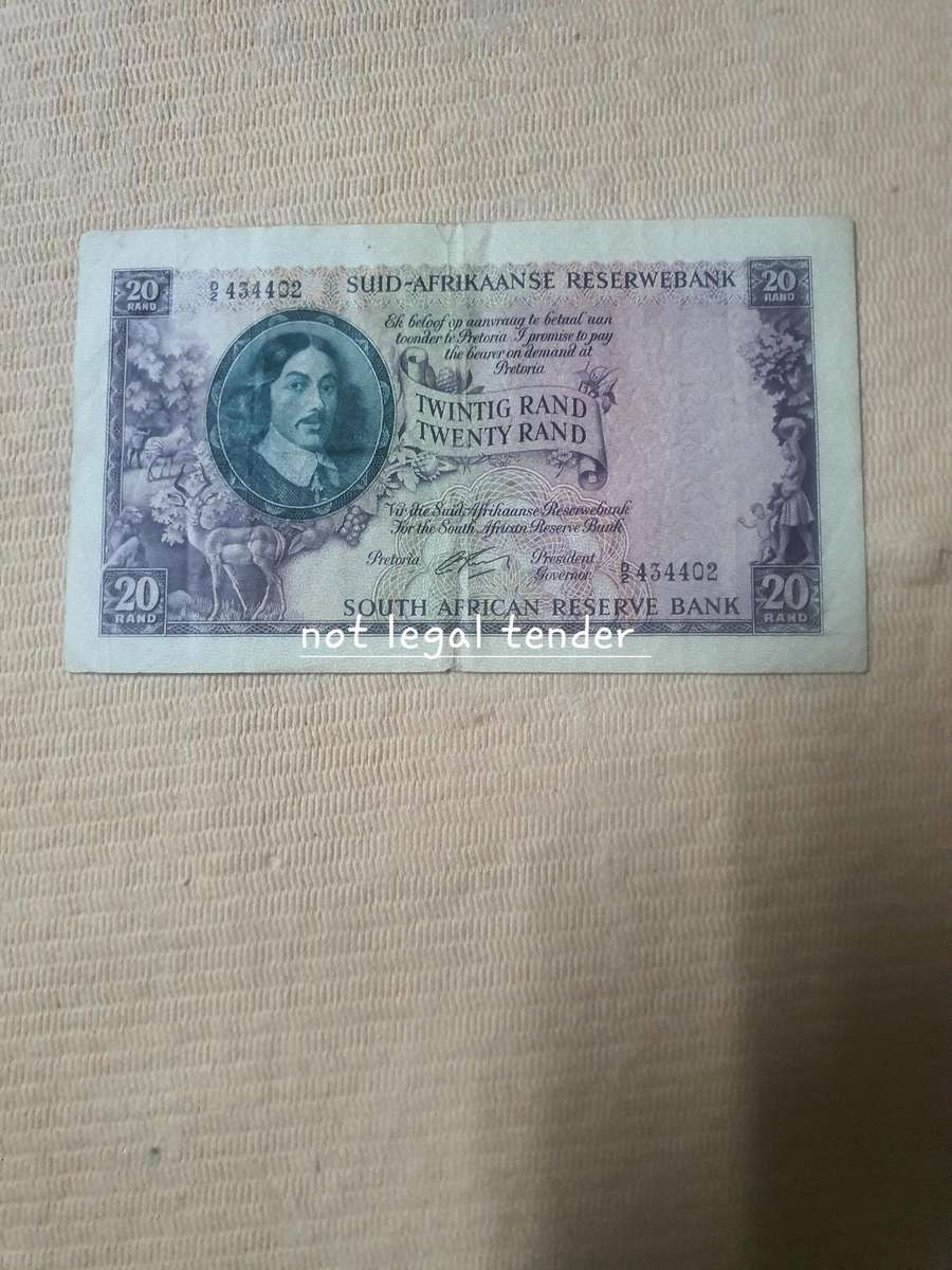 1962 G Rissik 1st issue Afr/Eng Twenty Rand Banknote (D2/402)