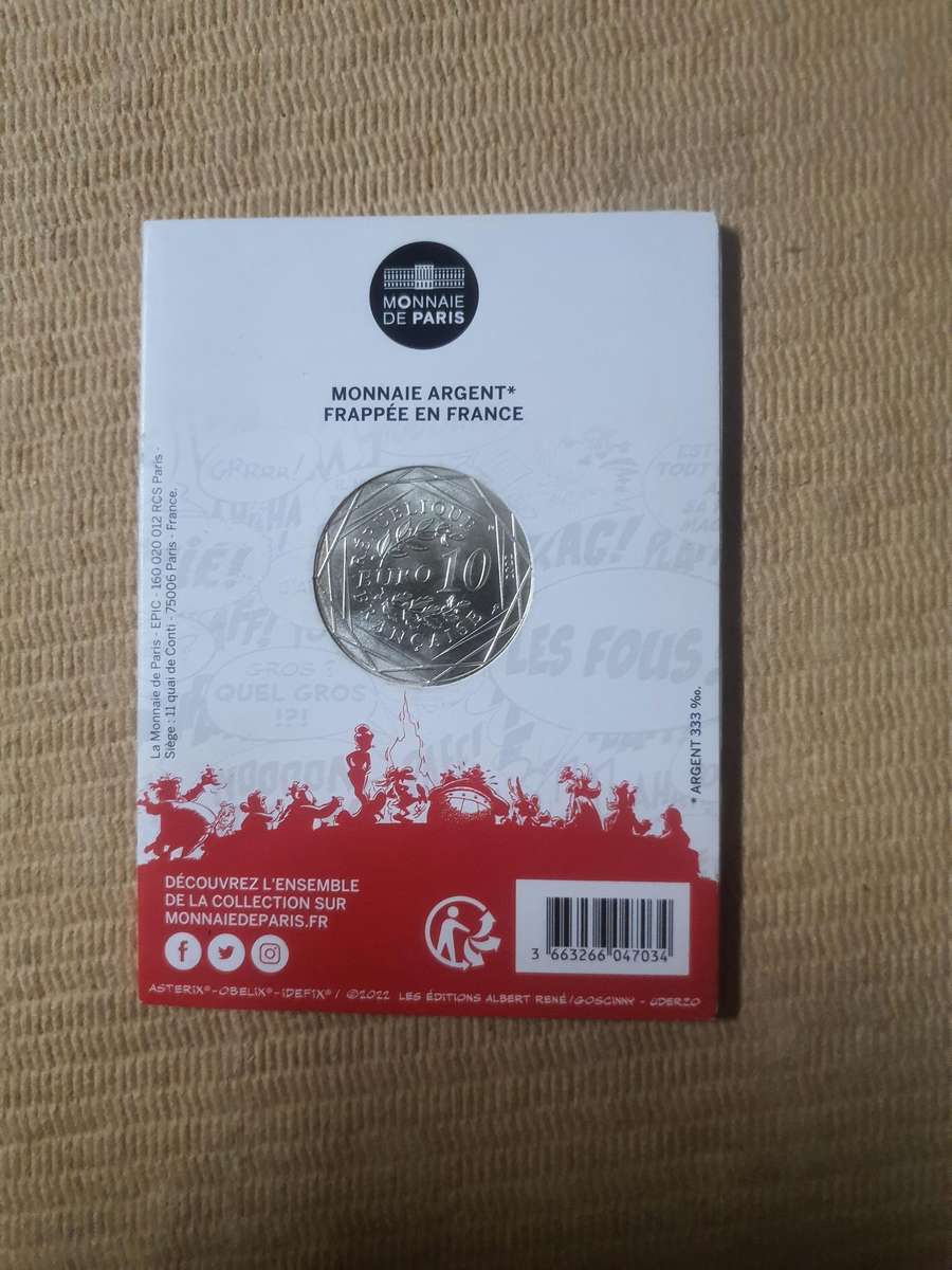 Asterix Colorized 10 Euro Silver Coin  Mintage Unknown
