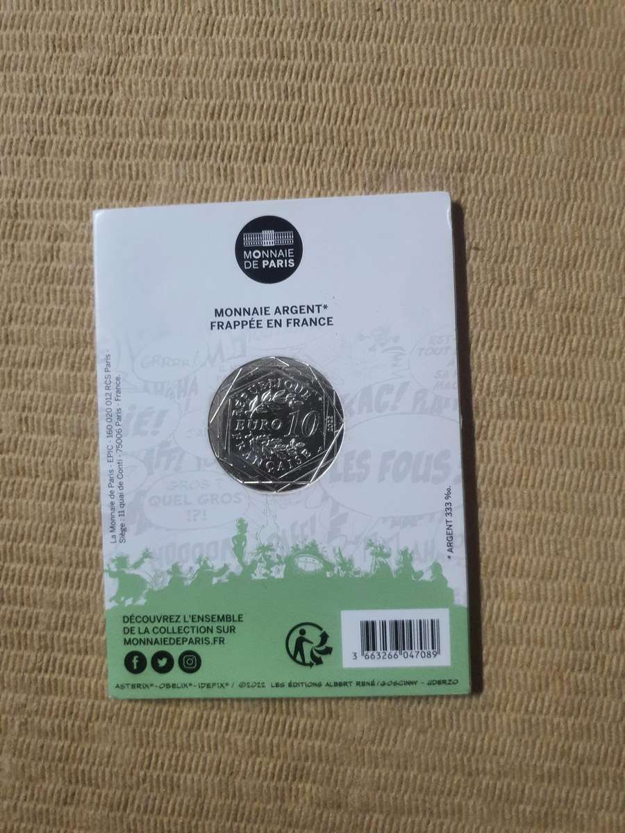 Obelix Colorized 10 Euro Silver Coin  Mintage Unknown