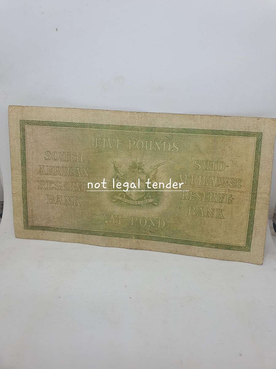 1947 MH de Kock 1st Issue Eng/Afr Five Pound Banknote (B31)