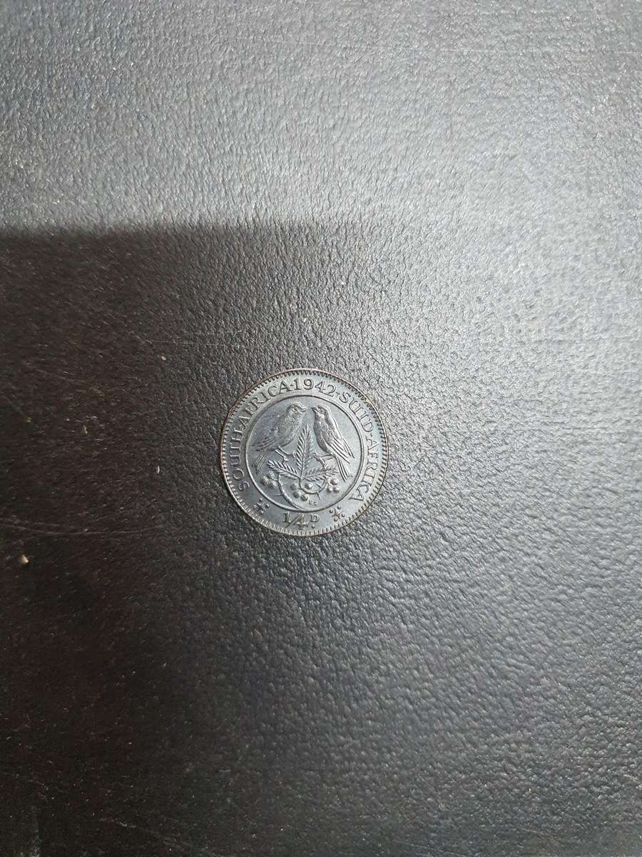Black 1942 South African Farthing. Mintage : 3 756 124