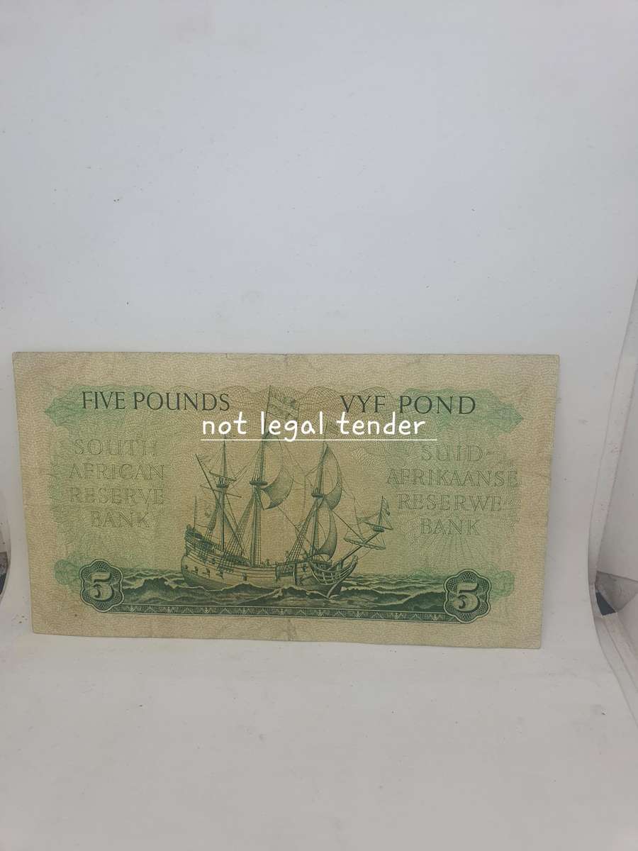 1957 MH de Kock South African 3rd Issue Afr/Eng Five Pound Banknote (C54)