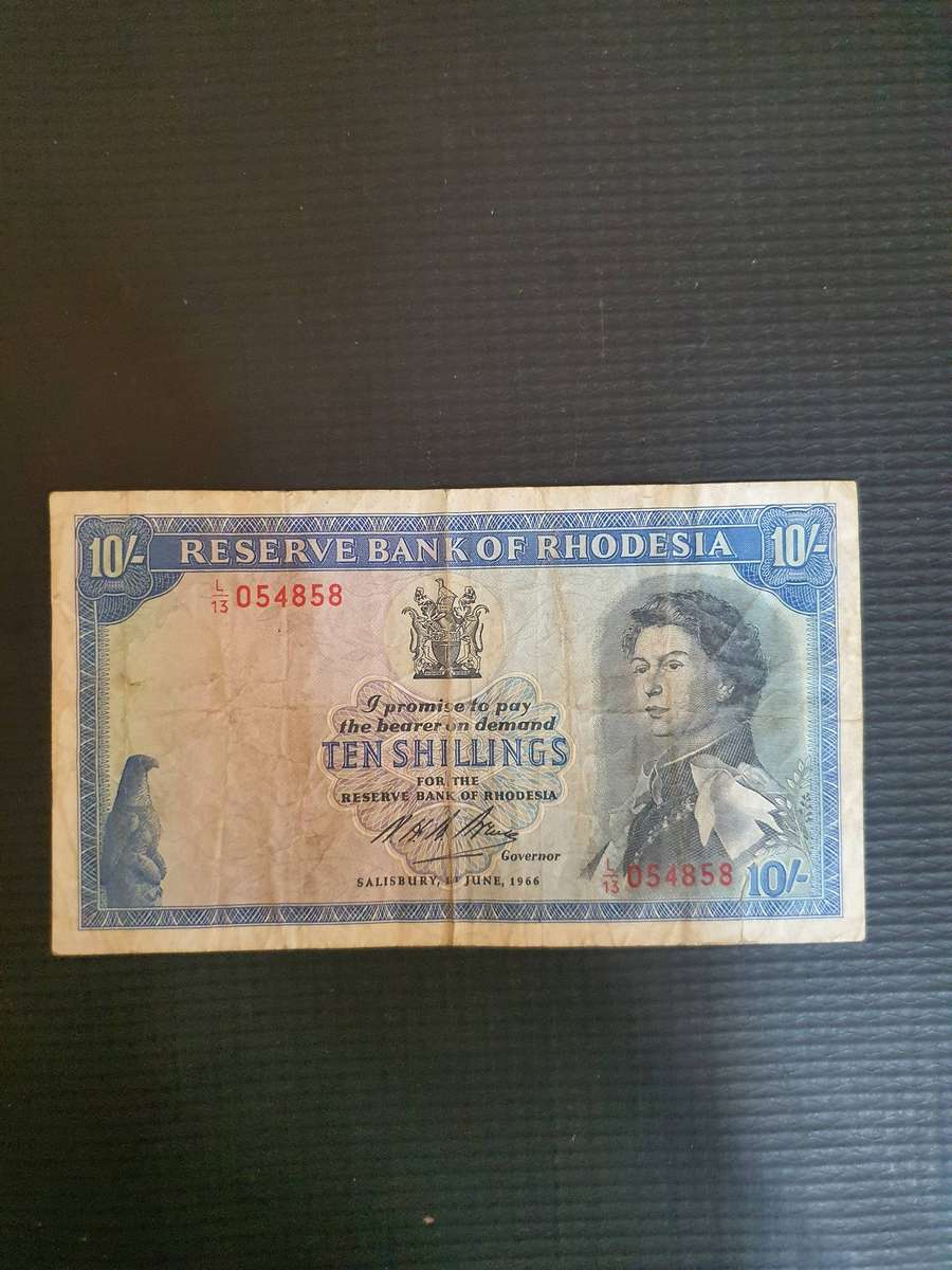 1966 Rhodesia 10 shillings Banknote