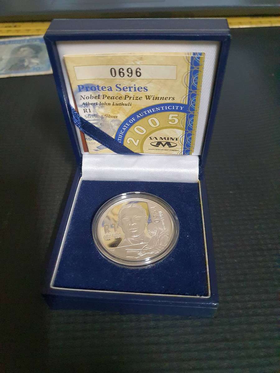 2005 Albert Luthuli Nobel Price Silver proof coin