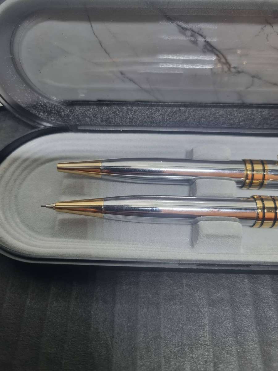 Heavy Stainless Steel and Gold Plated Pen and Pencil set