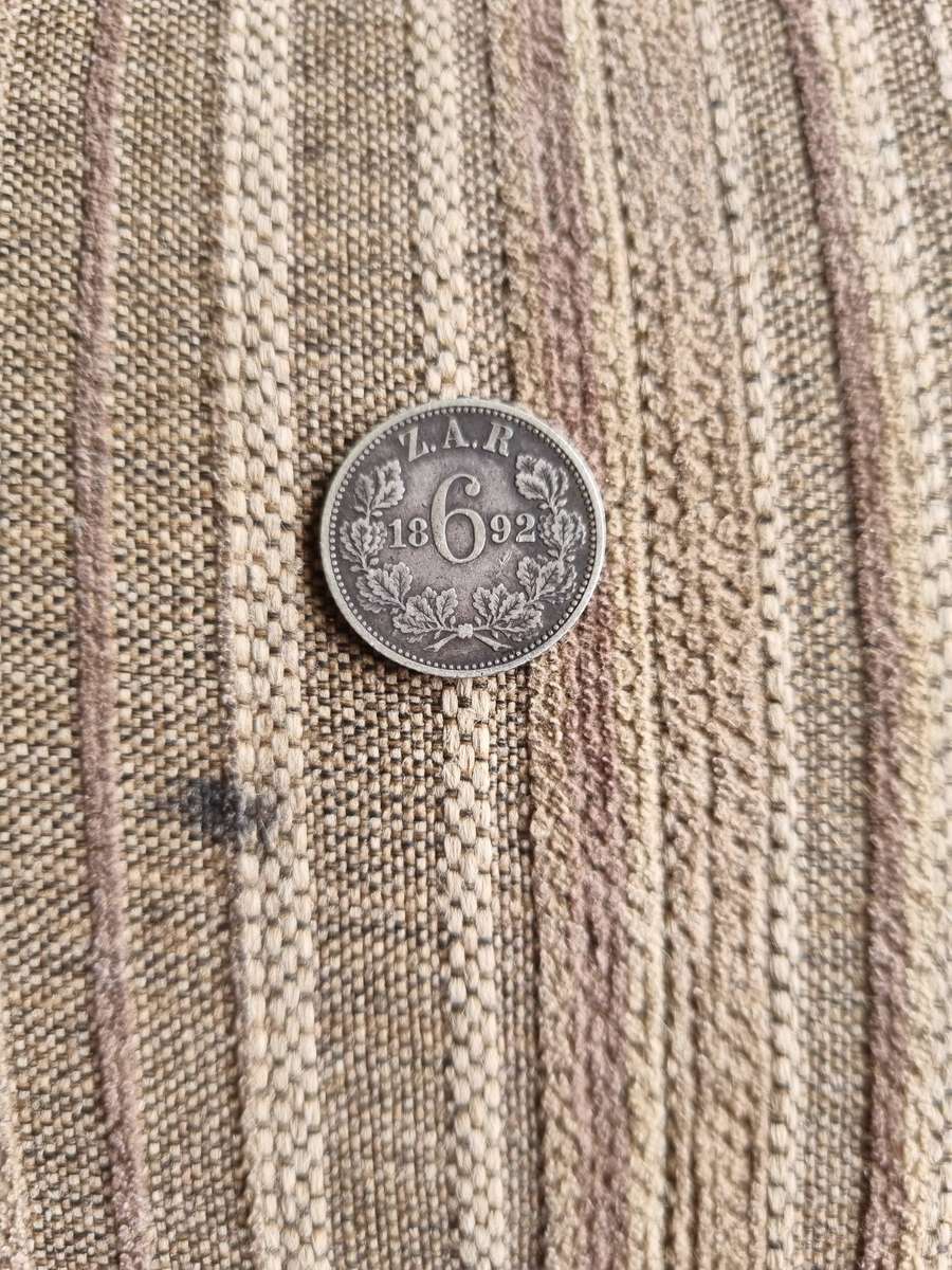 ZAR 1892 6D Sixpence  Mintage: 28 300 (a)
