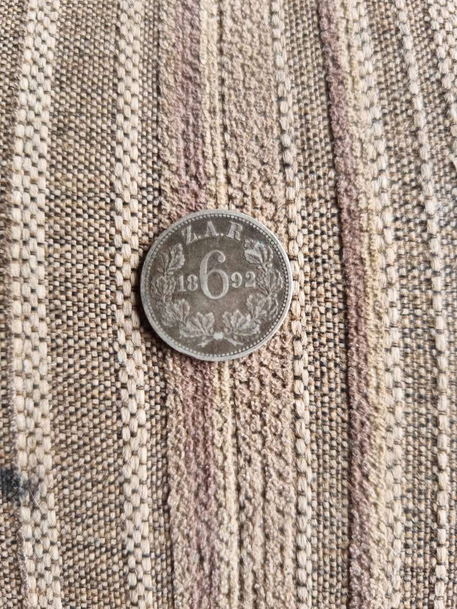 ZAR 1892 6D Sixpence  Mintage: 28 300 (F)