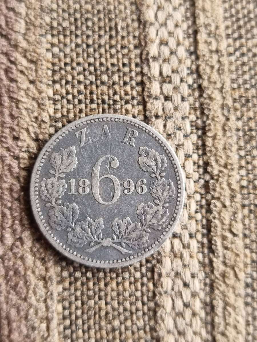 ZAR 1896 6D Sixpence  Mintage: 205 480 (F)