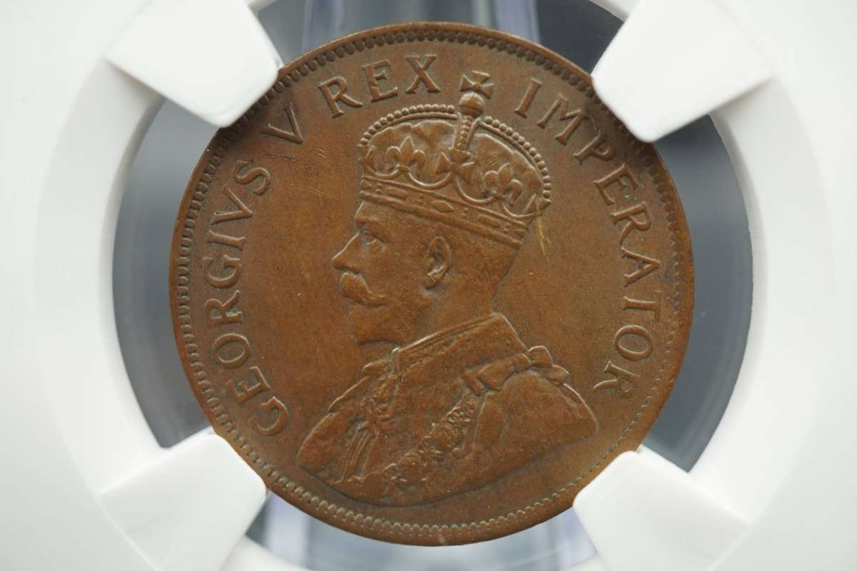 1929 South African 1 Penny 1D Graded Hern's Collection MS63