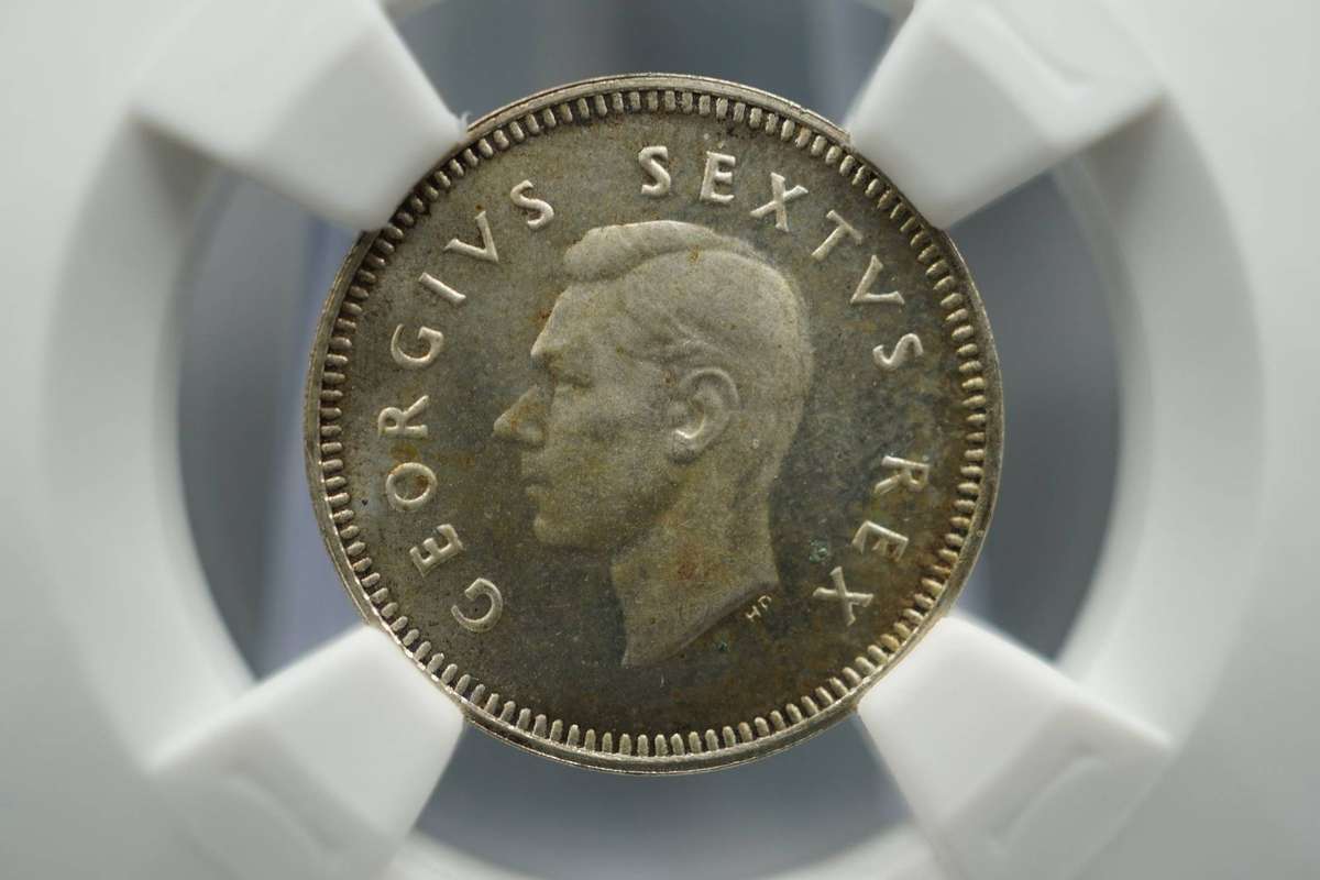 1952 South African 3D Three Pence Graded PF64
