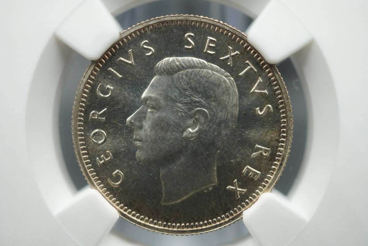 1949 South African 1/- Shilling  NGC PF64. Mintage: 800