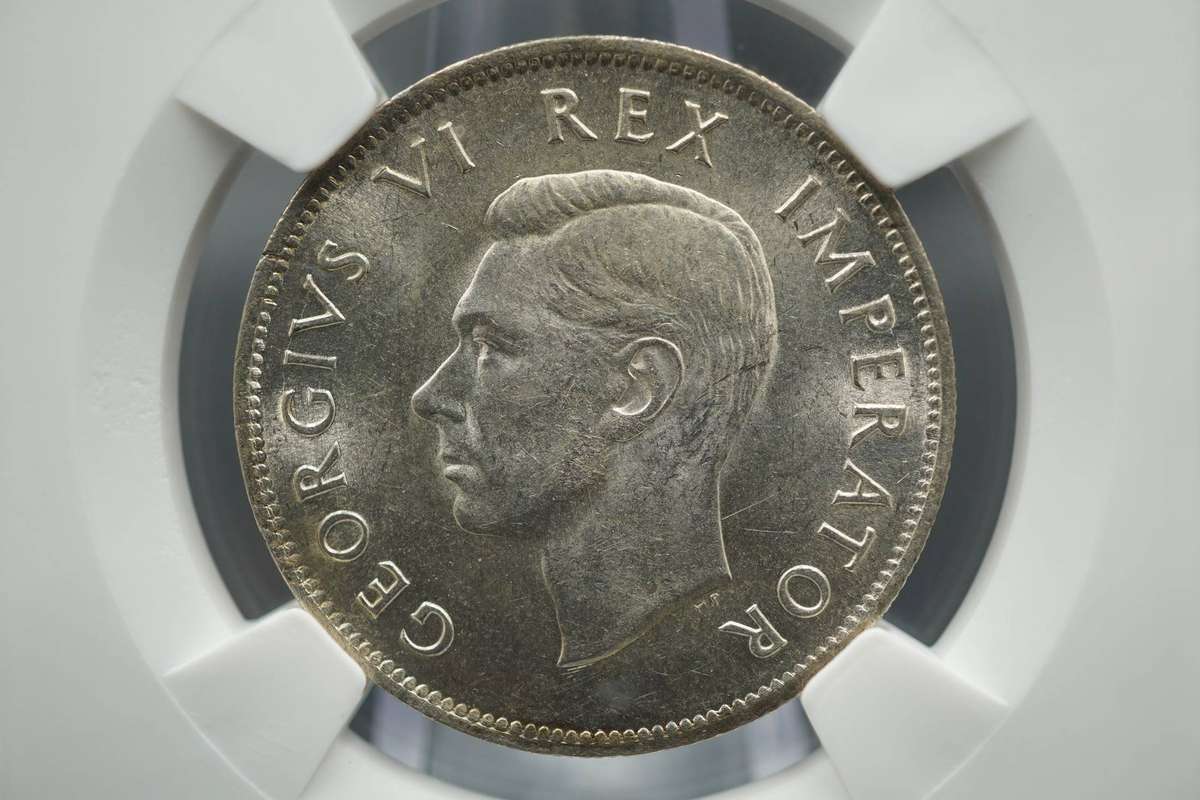 1942 South African Half Crown Graded AU58