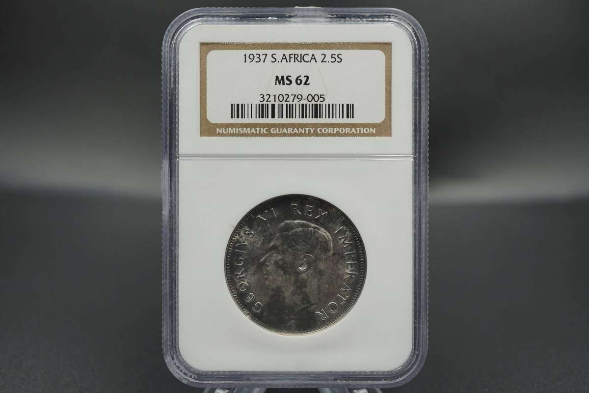 1937 South African Half Crown NGC MS62