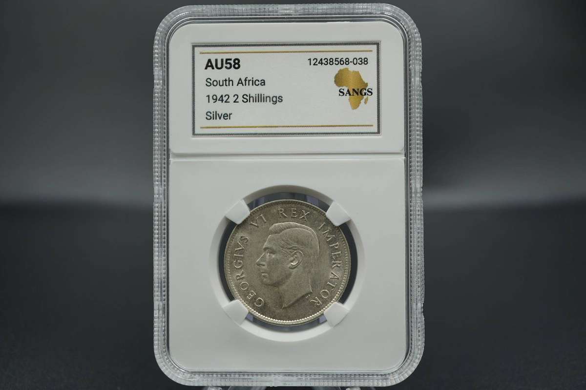 1942 South African Two Shilling Graded AU58
