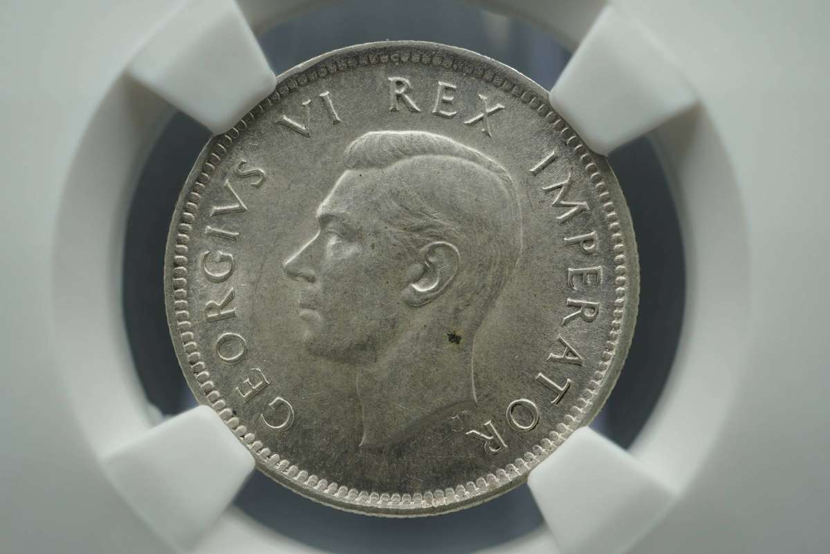 1943 South African Sixpence graded MS62