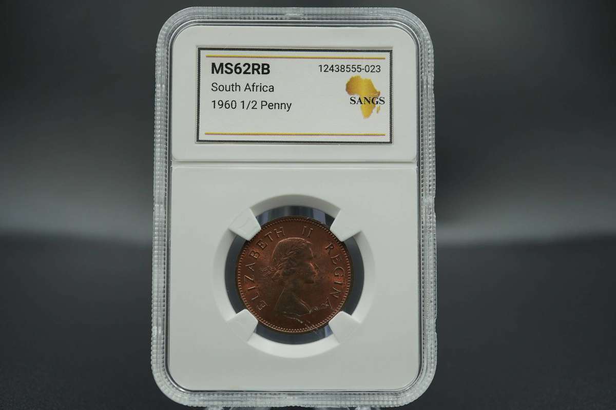 1960 South African 1/2D Half Penny Graded MS62RB