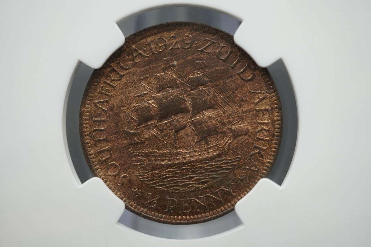 1929 South African Penny NGC Graded MS62BN.