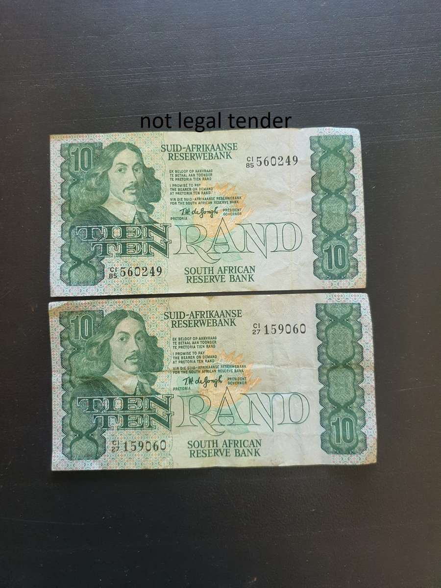 TW de Jongh 4th issue Afr/Eng Ten Rand Banknotes. (C1/85).