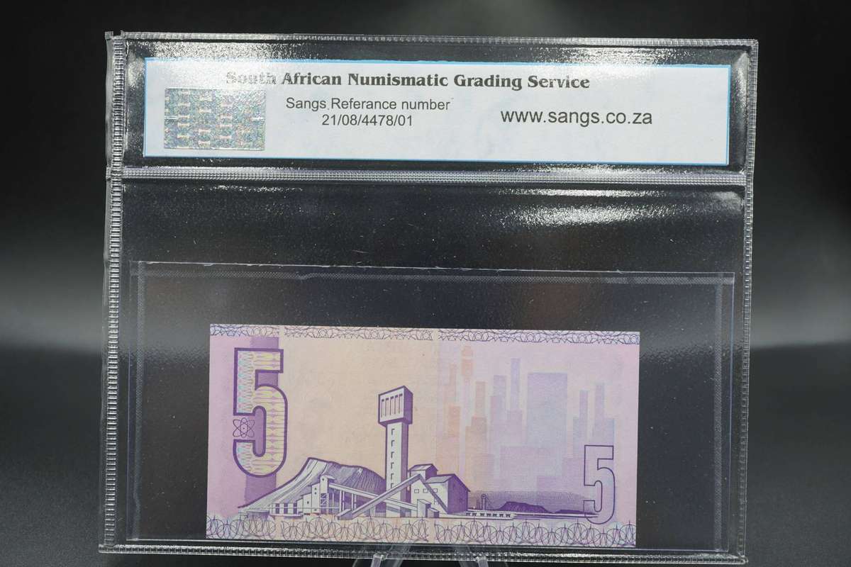 Scarce 1981 GPC de Kock B1/80 Choice Unc 63 Five Rand Banknote. ( No Security Strip) Cat Value R2250