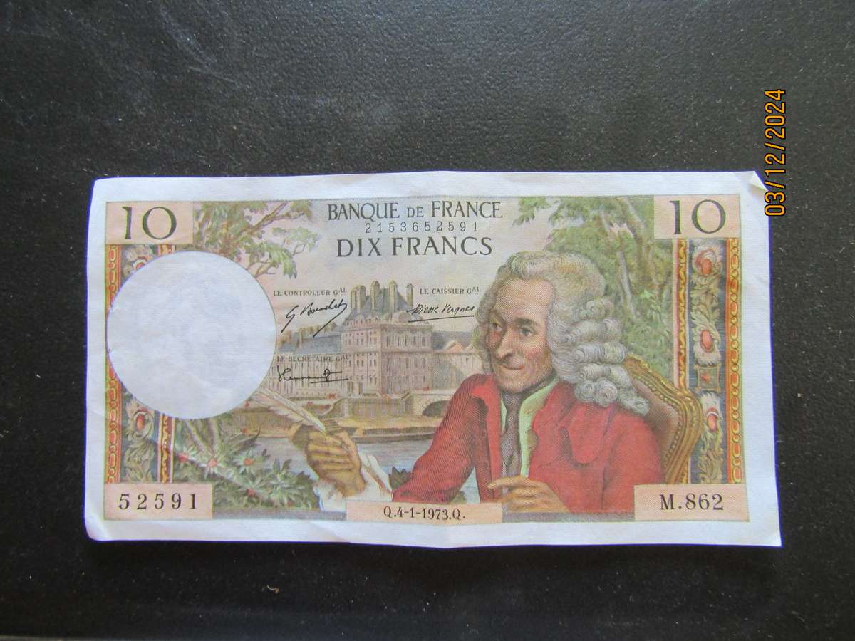 1971 Colorful French 100 Cent Francs