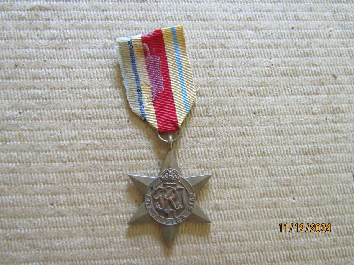 One The African Star WW2 Medal to J.J Coetzee
