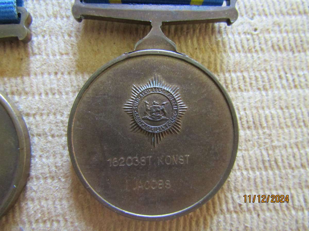 SAPS 75 Years  Medal to Constable I Jacobs