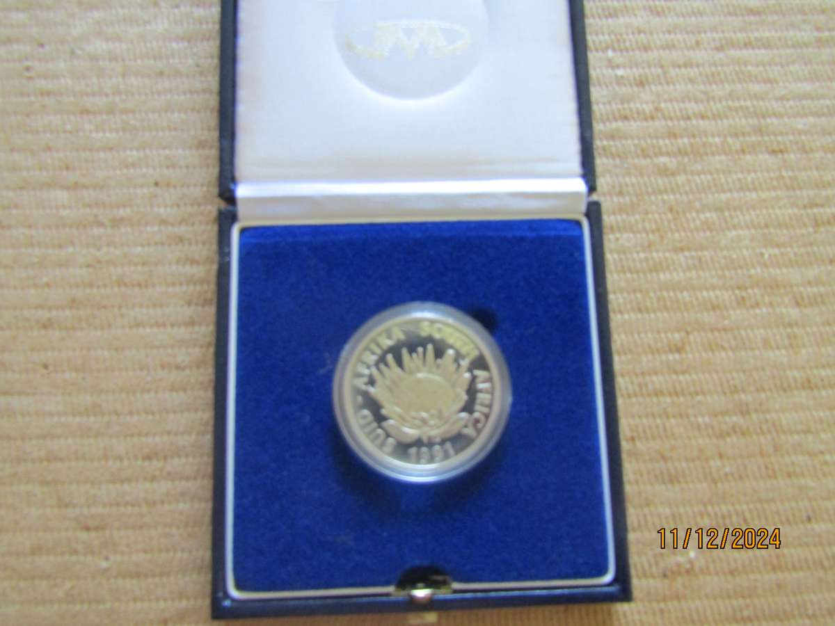 Proof 1991 South African Nursing Silver Protea R1 in Original Box