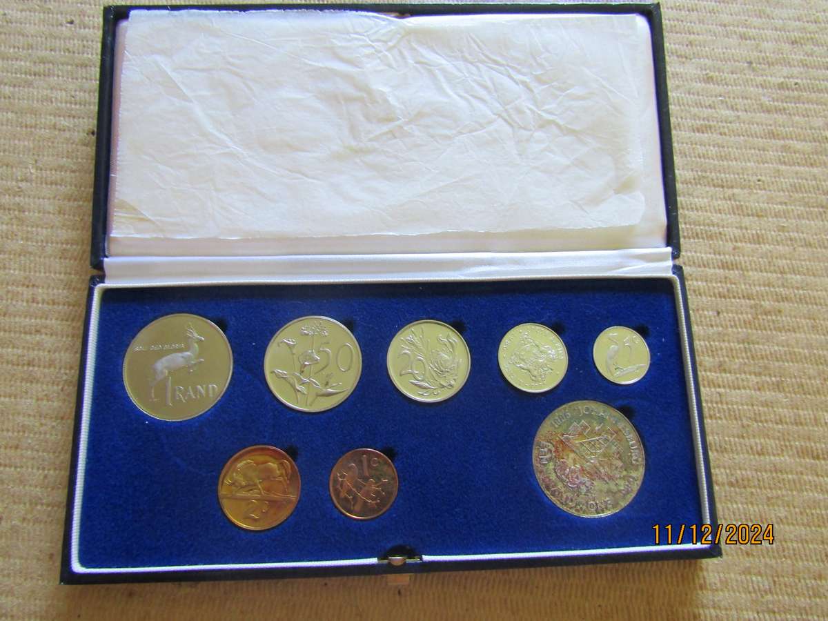 Proof 1986 South African Silver Double R1 set in Original Box