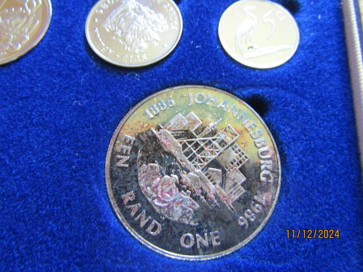 Proof 1986 South African Silver Double R1 set in Original Box