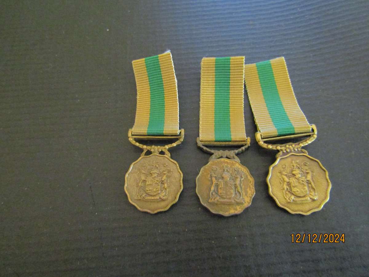 3 SADF 10 Years  Faithfull Service Miniature Medal. Bid per medal.
