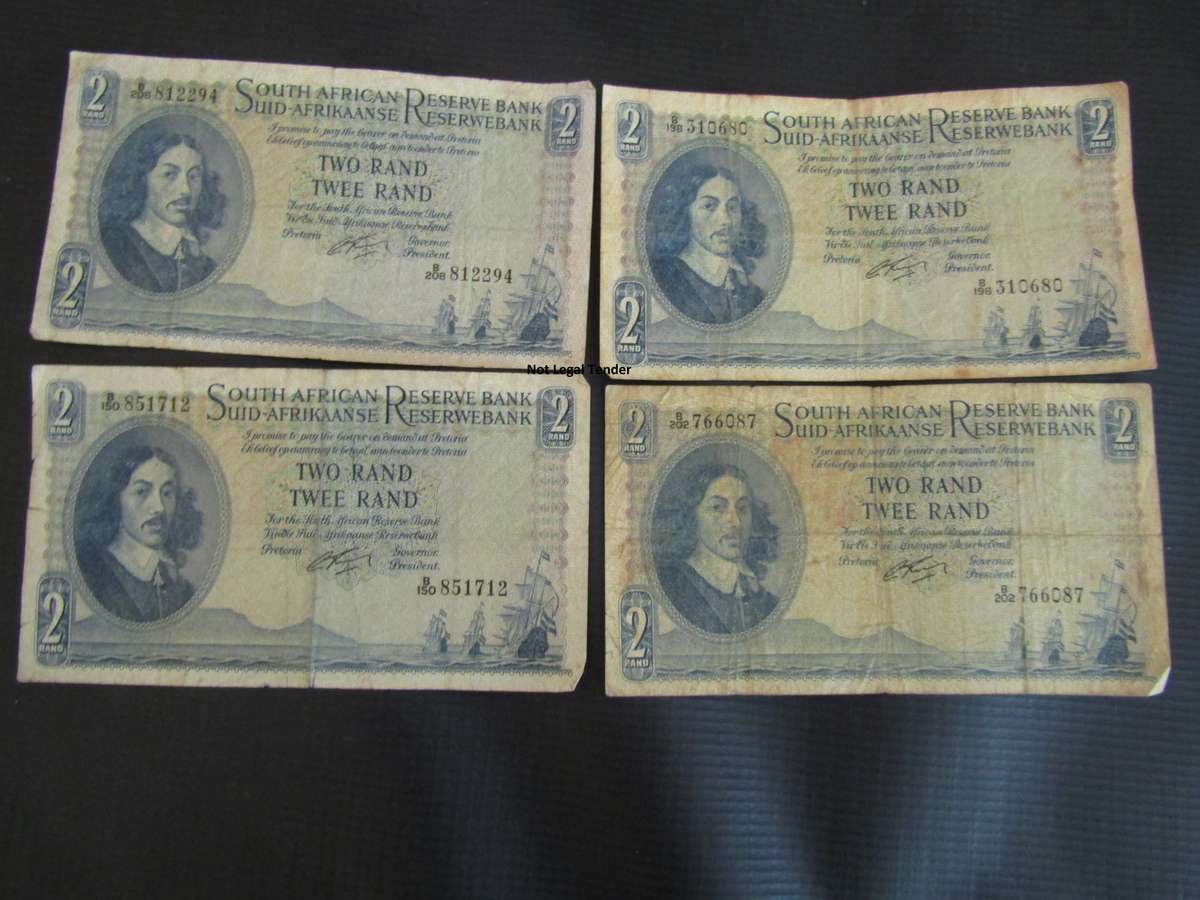 4 G Rissik 1st Issue Eng/Afr Two Rand Banknotes (B150)