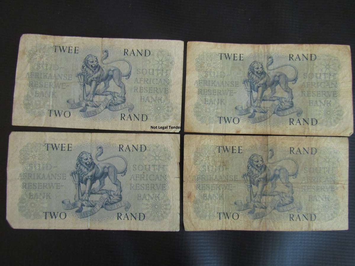4 G Rissik 1st Issue Eng/Afr Two Rand Banknotes (B150)