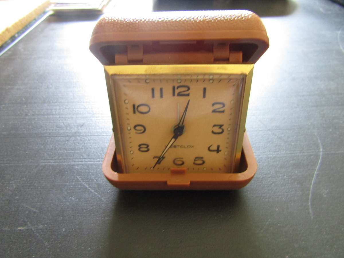 Westclox Traveling Clock  7cm x 7cm. Works.