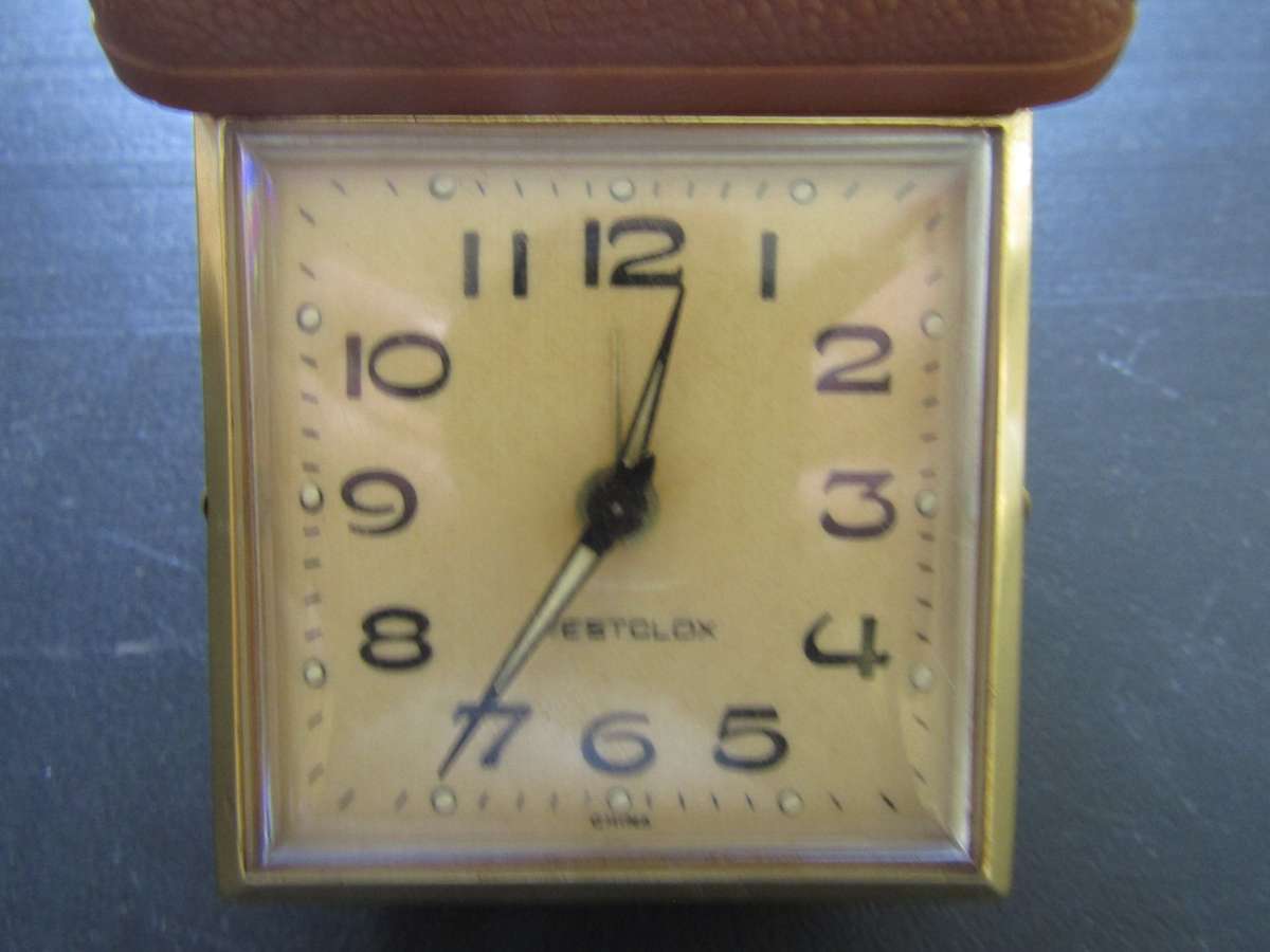Westclox Traveling Clock  7cm x 7cm. Works.