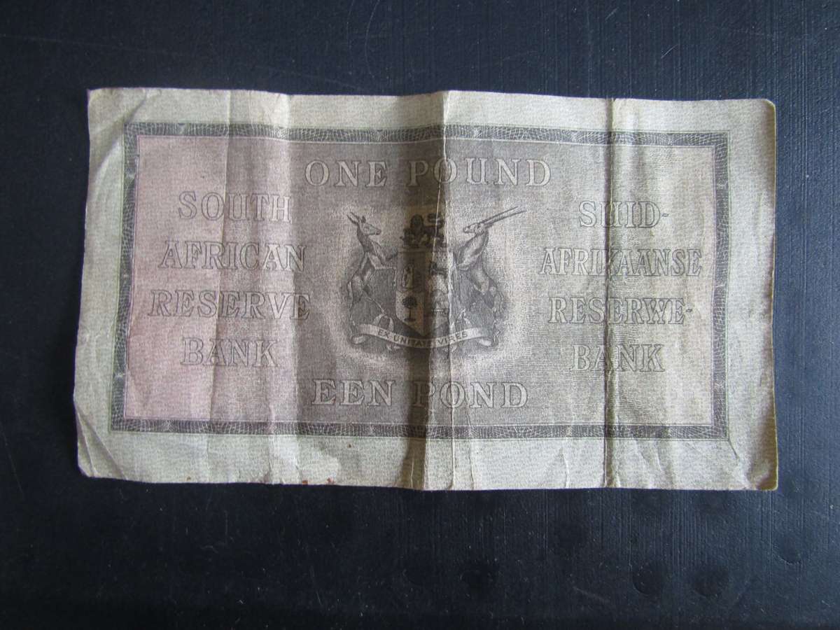 1947 MH de Kock One Pound 3rd issue Eng/Afr  Banknote