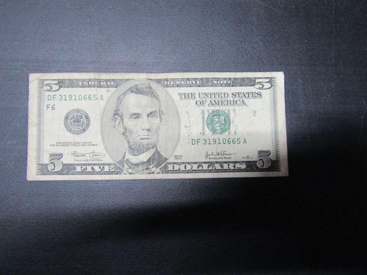 USA United States Dollars Notes $5.