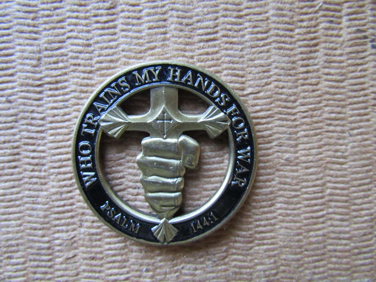 Who Trains my hands for war Challenge Coin. (K)