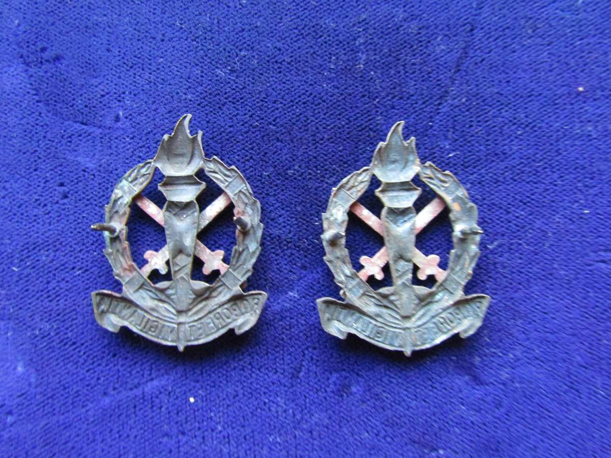 Pair of Regiment Skoonspruit Collar Badges. Pins intact.