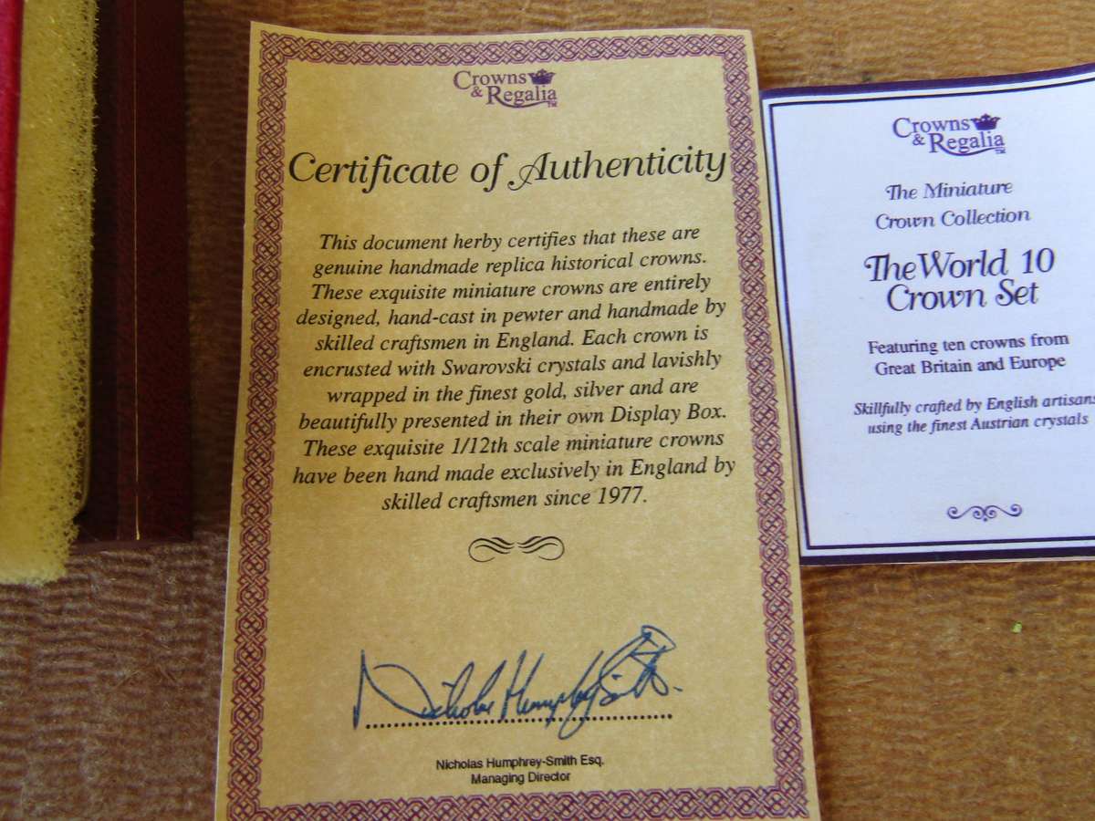 10 The Miniature Crown Collection Gold Silver with Swarovski stones