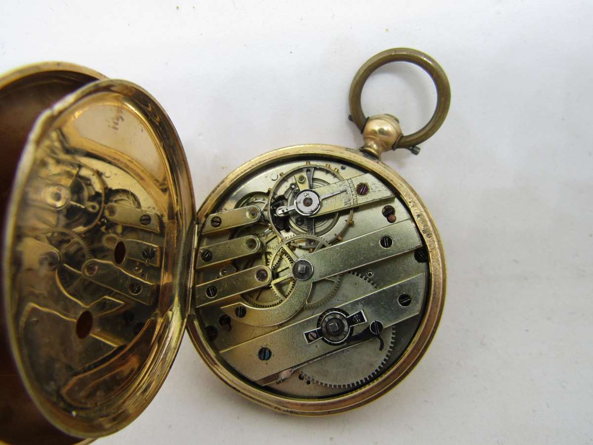 Gold Plated Pocket watch, no Key, But works and Oiled 4.5cm