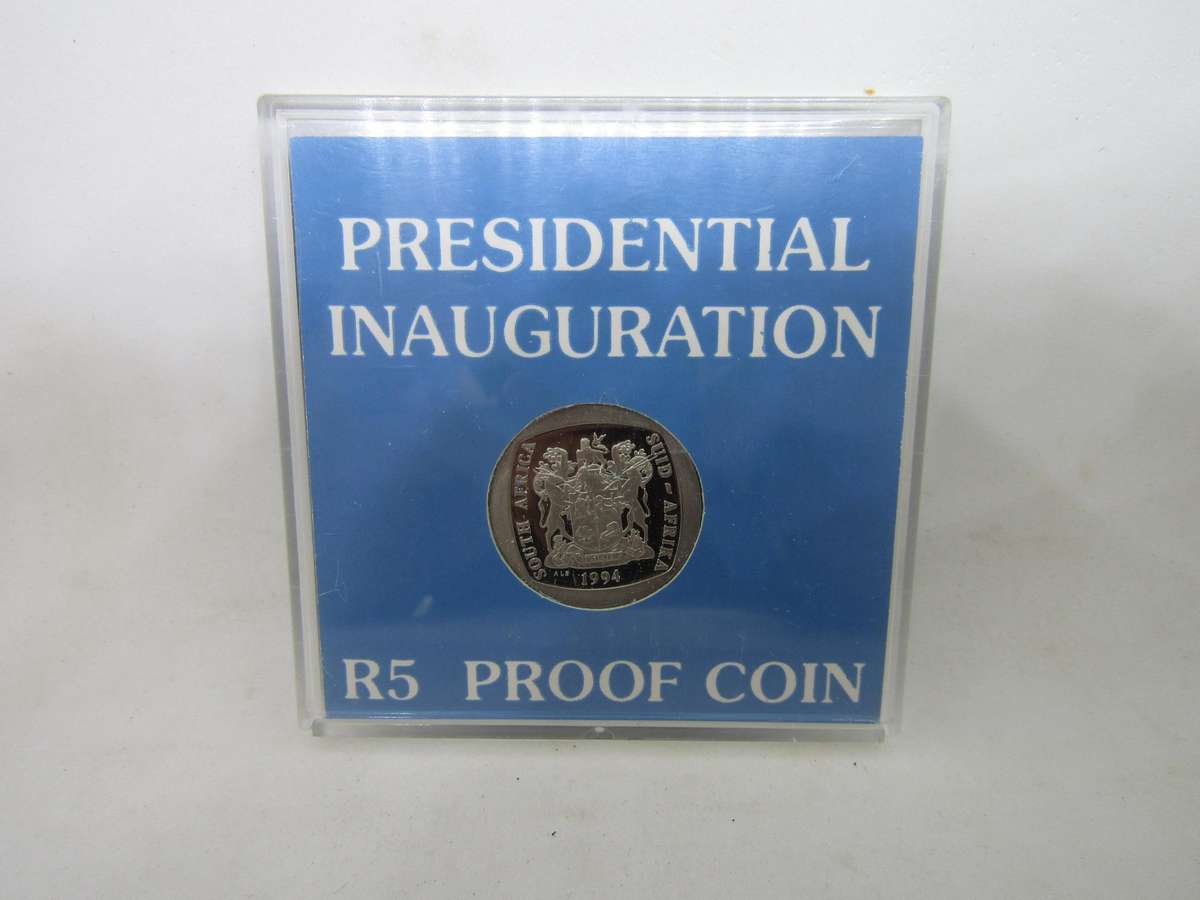 1994 S Africa R5 Presidential Inauguration Proof Partial Steps. Bid per coin.