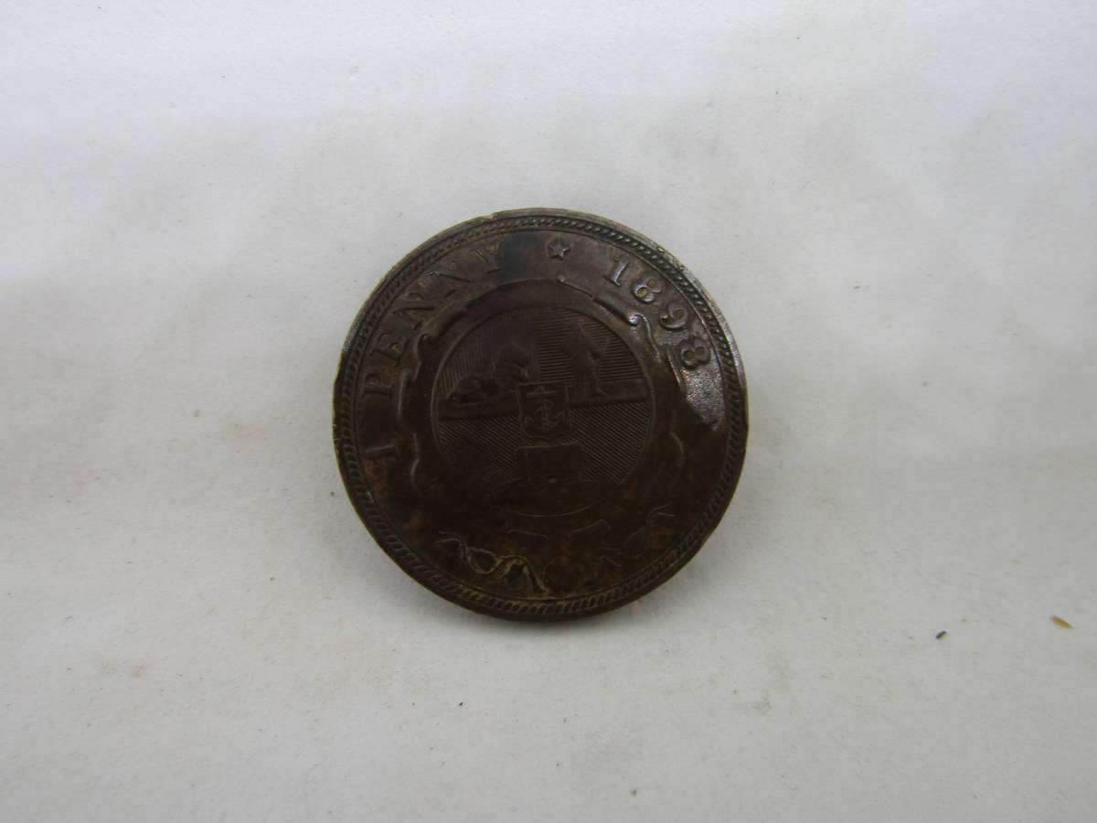 1898 ZAR Key Date Penny. vf+ condition