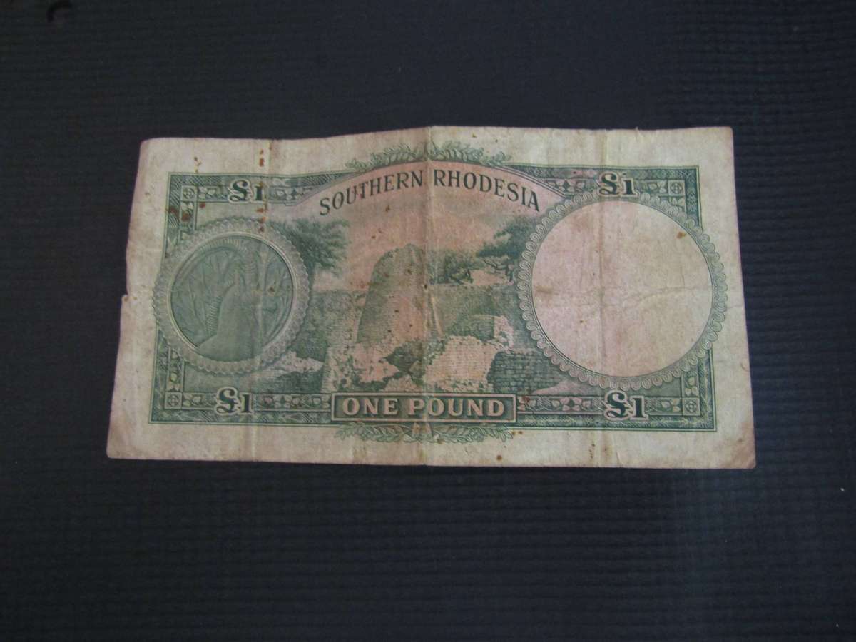 1947 Southern Rhodesian One Pound Banknote Catalogue $450