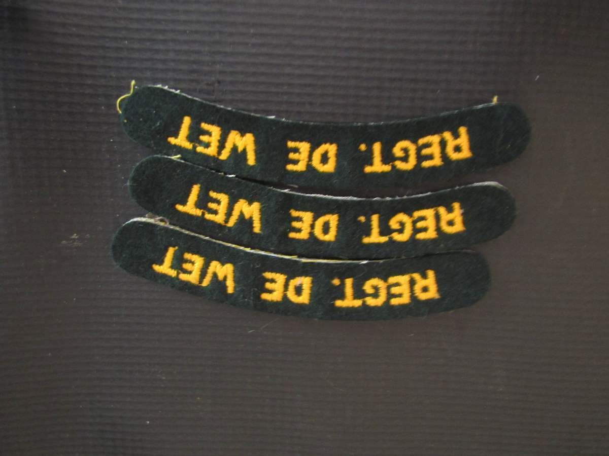SADF De Wet Regt. Shoulder Titles ( 3 available )