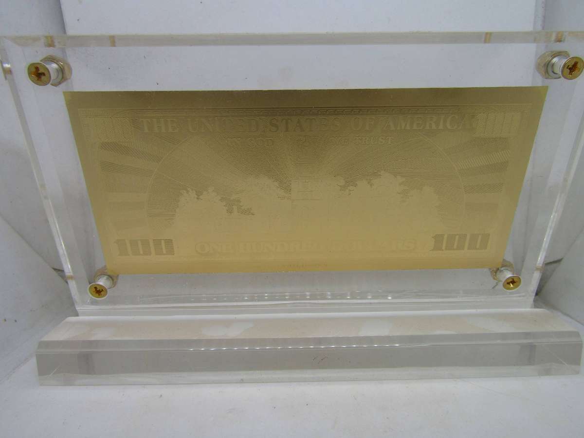 Gold 999.9 $100 Gold Plated Banknote with Stand